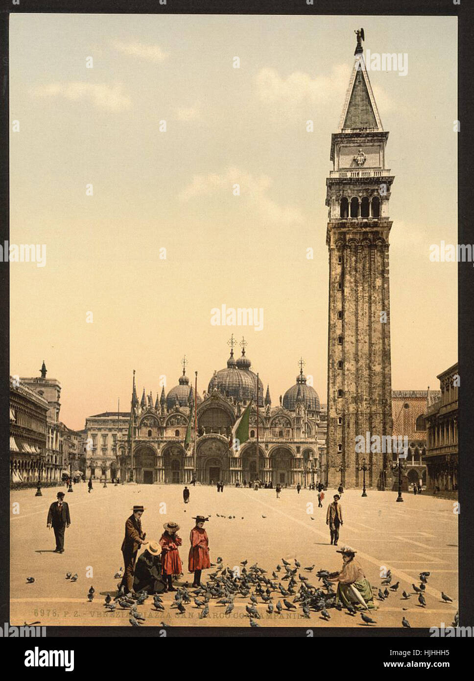 St. Mark's Place, with campanile, Venice, Italy  - Photochrom XIXth century Stock Photo