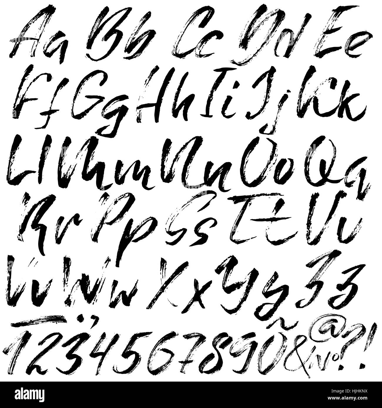 Hand drawn font made by dry brush strokes. Grunge style alphabet ...