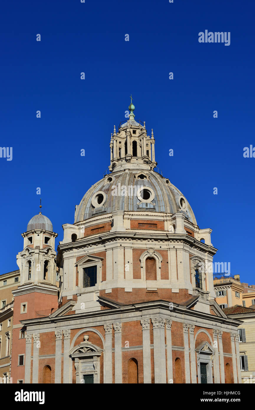 Saint Mary of Loreto beautiful dome, a transition from renaissance to baroque architecture in Rome Stock Photo