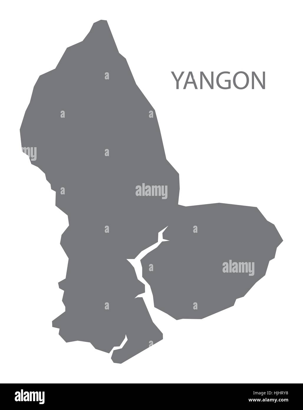 Yangon Myanmar Map in grey Stock Vector