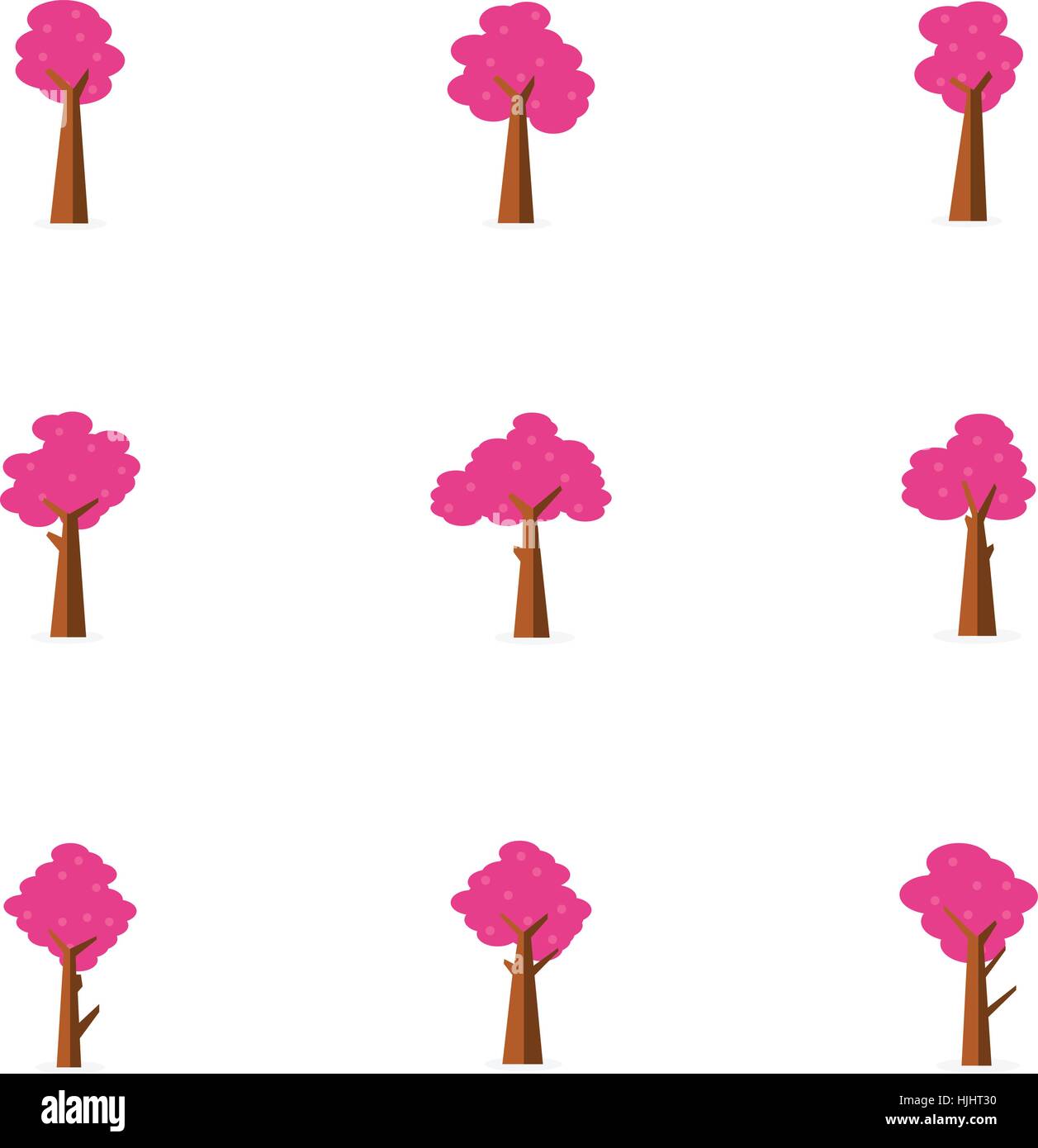 Pink Tree Object Show Illustration of pink tree set collection stock Stock Vector Image & Art ...