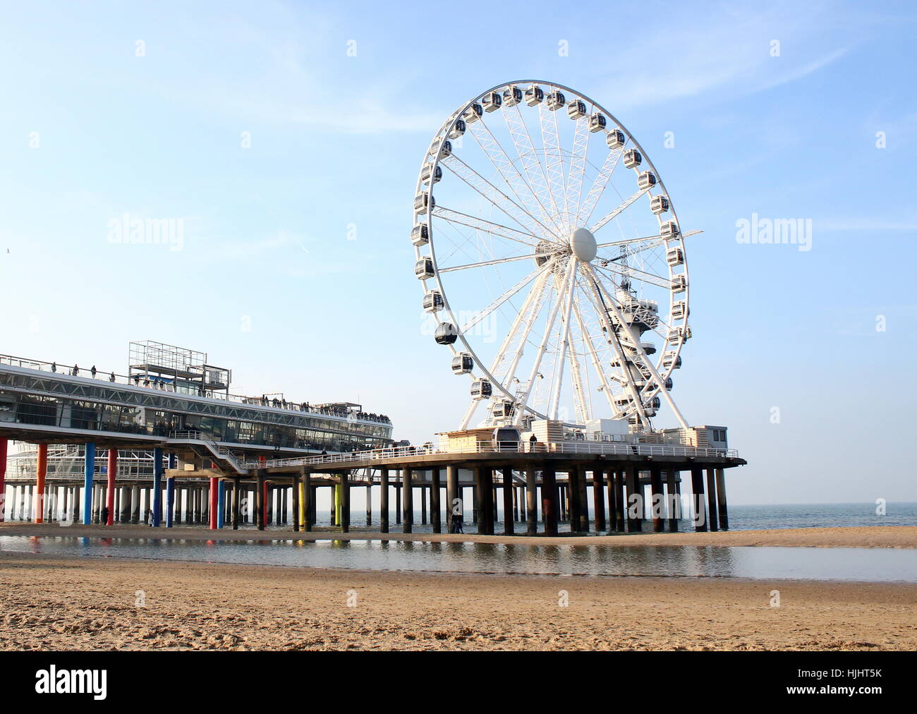 Ferris Wheel on Scheveningen Pier. North Sea beach resort of Scheveningen - Den Haag (The Hague) Netherlands Stock Photo