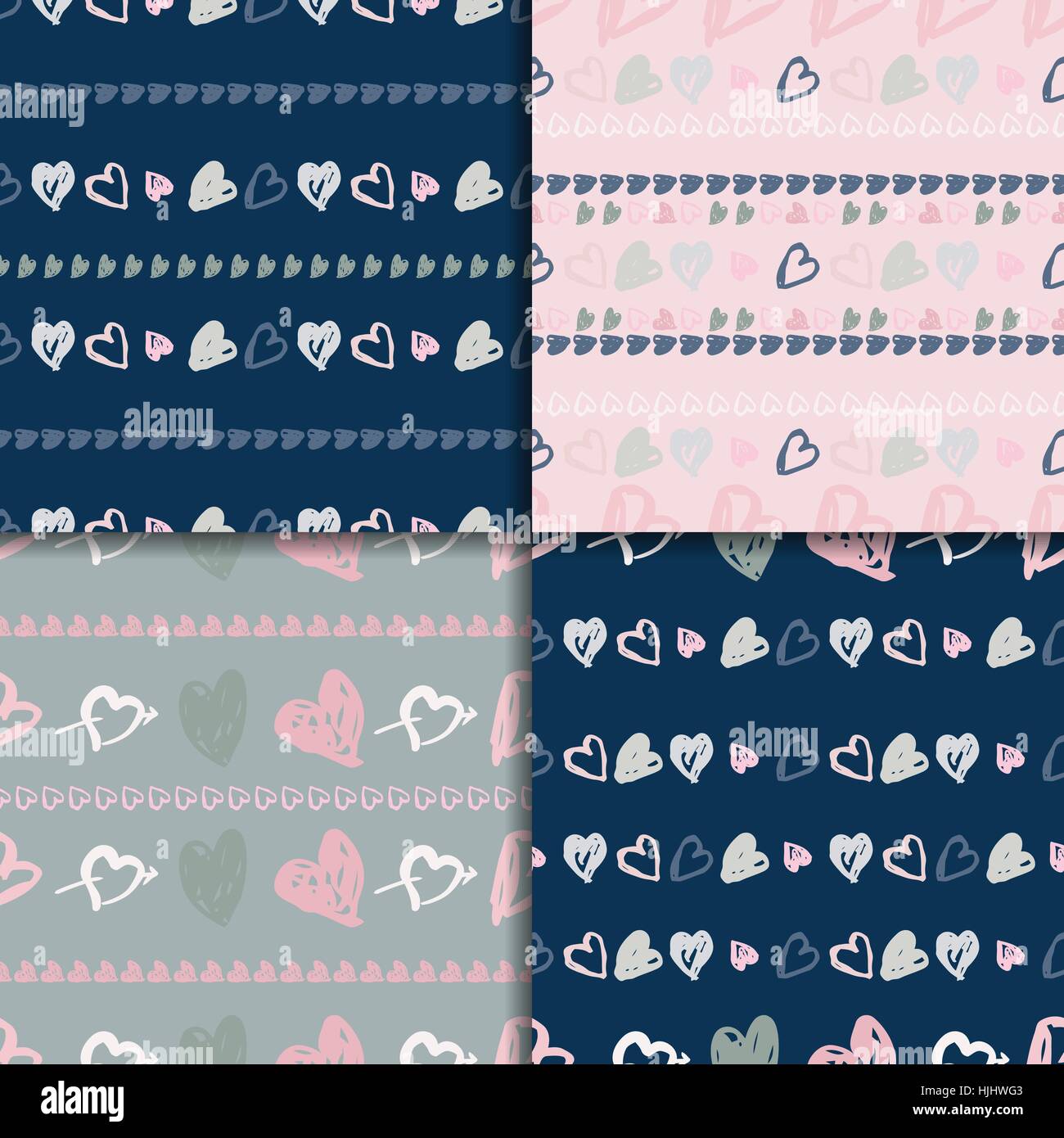 Doodle seamless pattern set with hearts Stock Vector Image & Art - Alamy