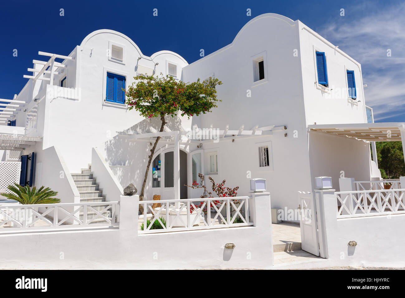 Oia typical luxury pension and patios Stock Photo
