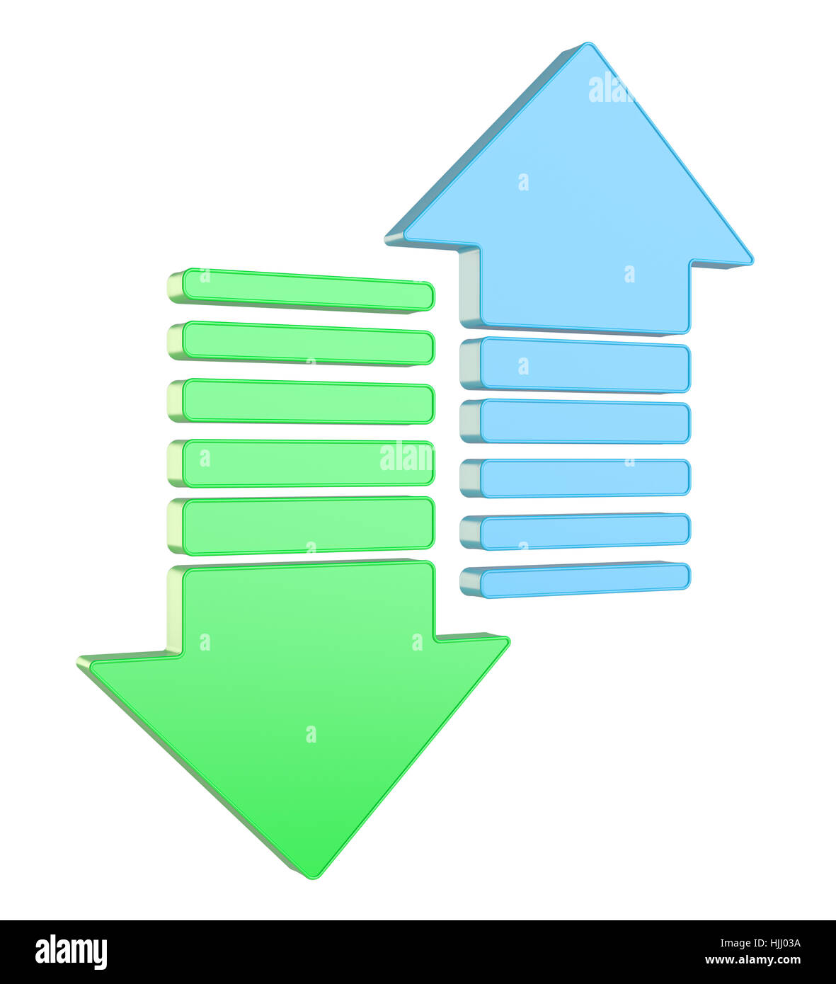 Up and Down Arrows isolated on white background. 3D Illustration Stock ...