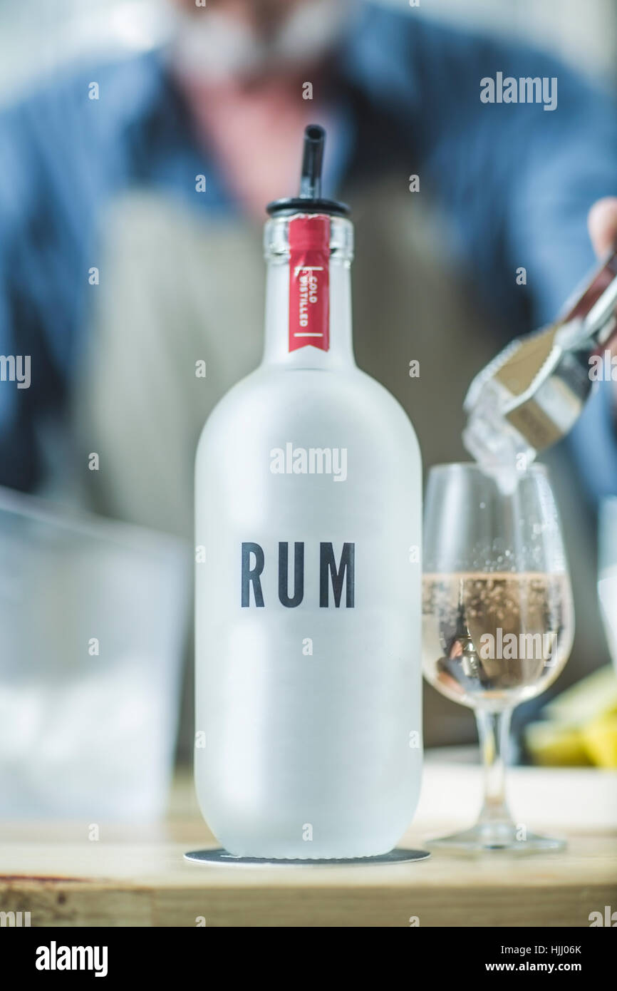 Bottle of rum in distillery Stock Photo Alamy