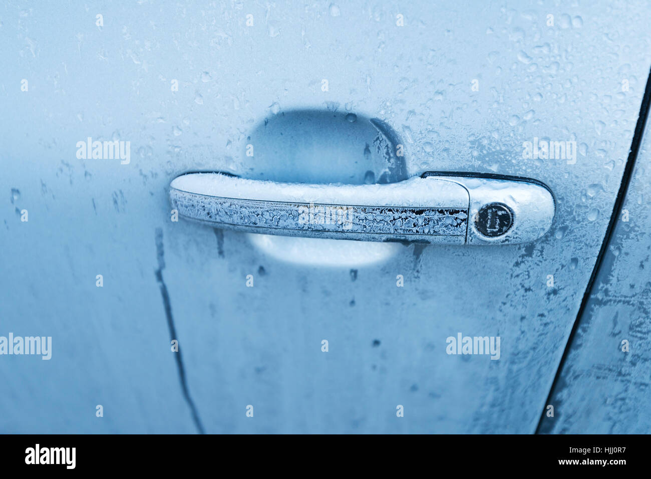 Frozen Door Handle Of A Car Close Up Stock Photo 131932171