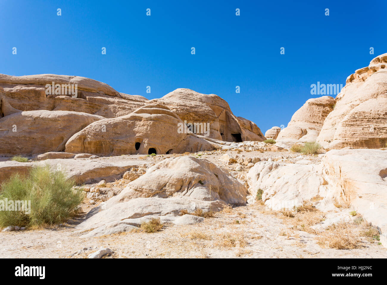Jordan, Petra, view to rock-cut tombs Stock Photo
