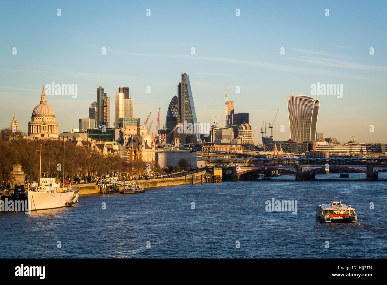 Skyline of the City of London including St Paul's Cathedral and the skyscrapers Cheese-grater and Walkie-talkie, London, UK Stock Photo
