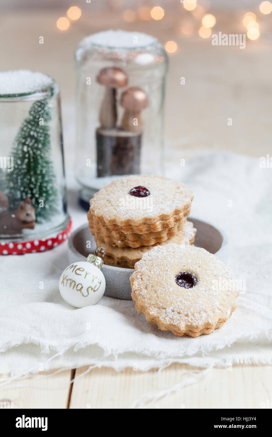 Cookies with cranberry jam filling Stock Photo