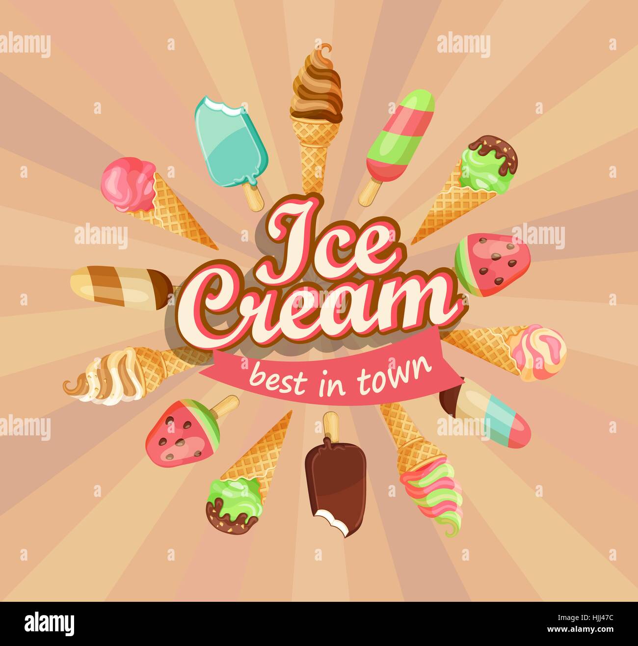 Ice cream collection, ice cream logo vector illustration. Stock Vector