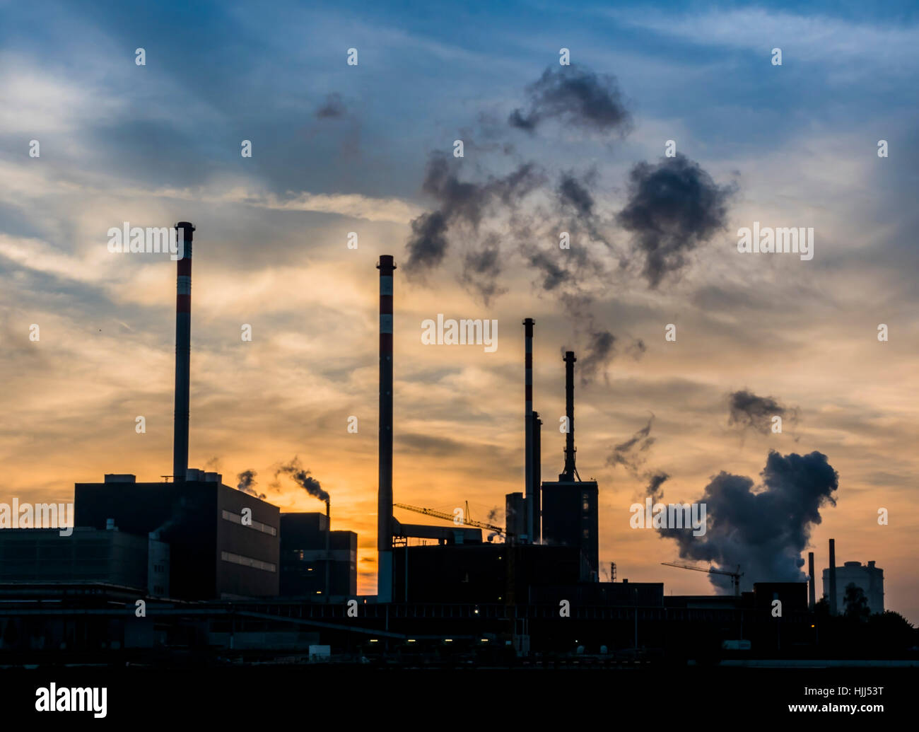 Industrial facility at evening twilight Stock Photo