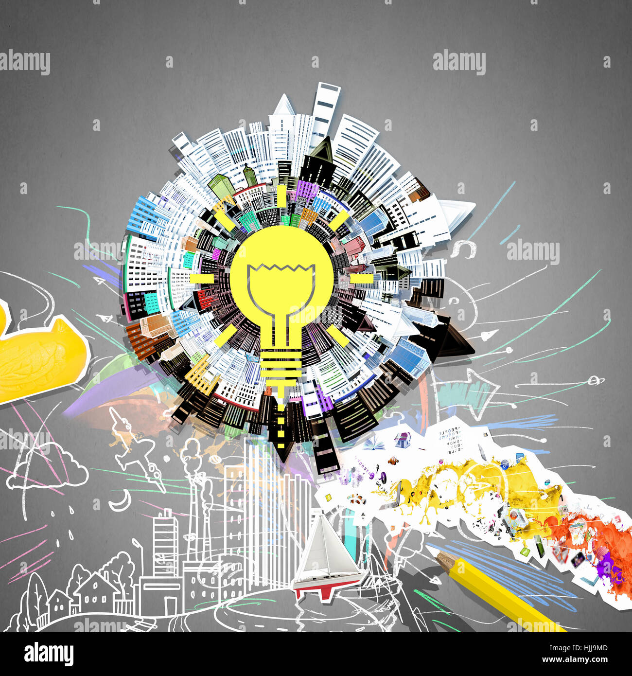 Composite collage image with creative ideas concept Stock Photo - Alamy