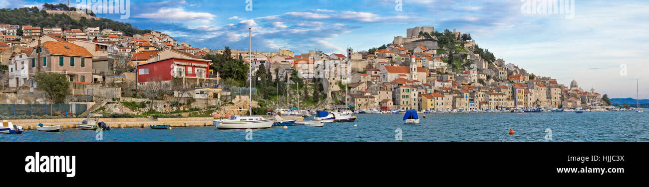 blue, city, town, water, mediterranean, salt water, sea, ocean, boats, sailing Stock Photo