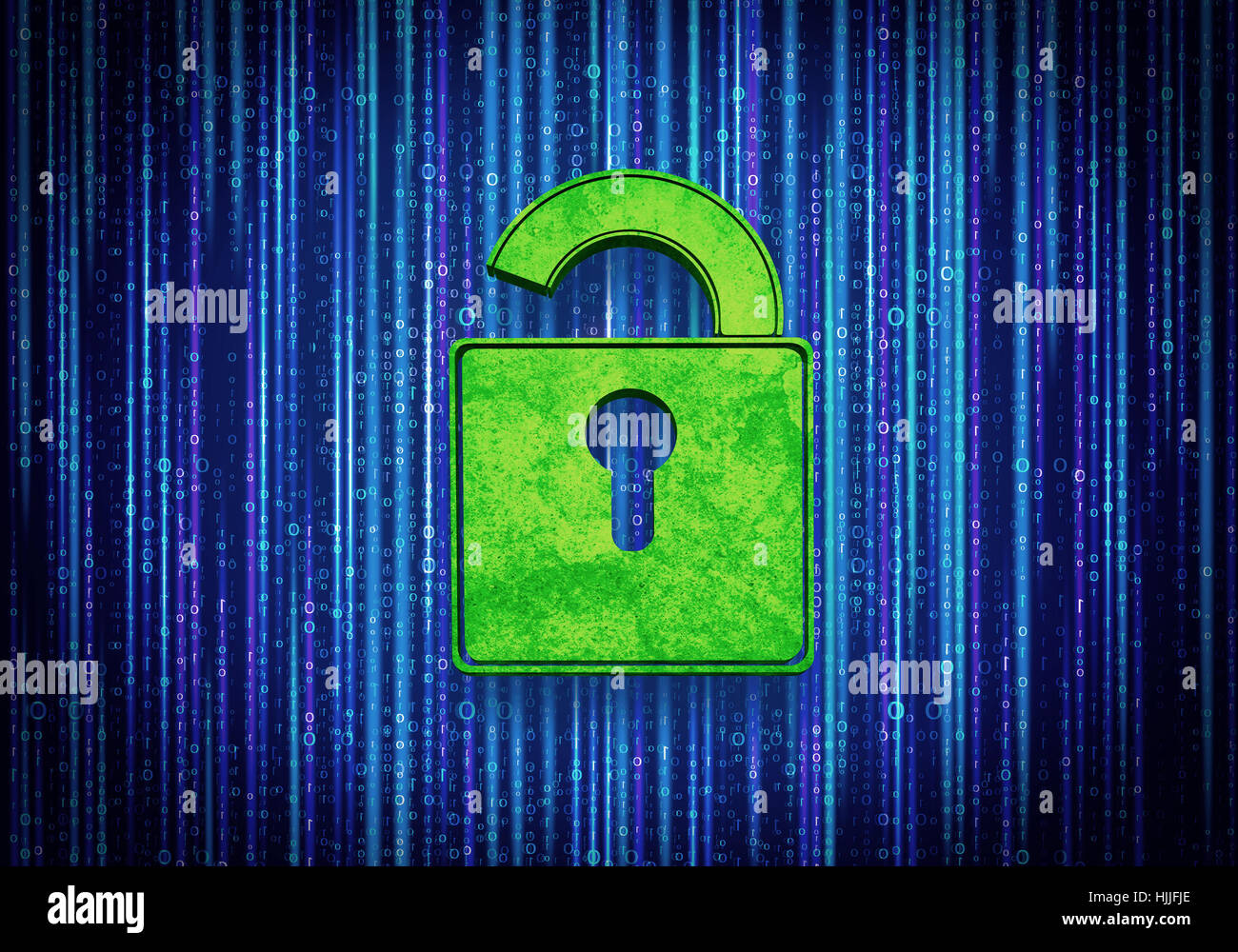 Conceptual digital image of lock on binary background Stock Photo - Alamy