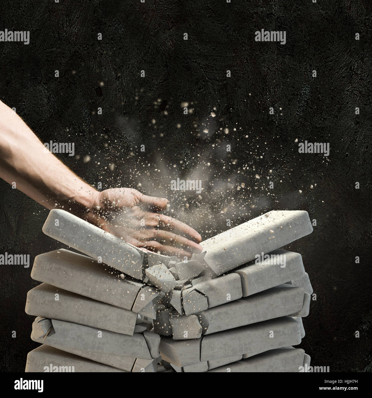 Hand Comp Bricks Human hand breaking brick hi-res stock photography and images - Alamy