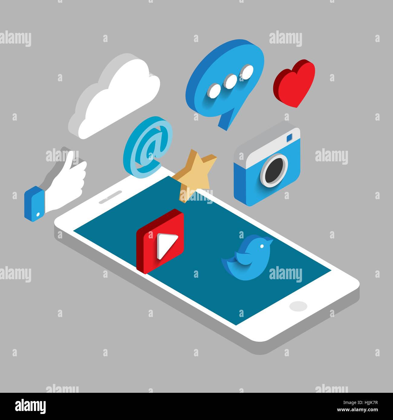 Social media flat 3d isometric concept vector icons. . Flat web ...