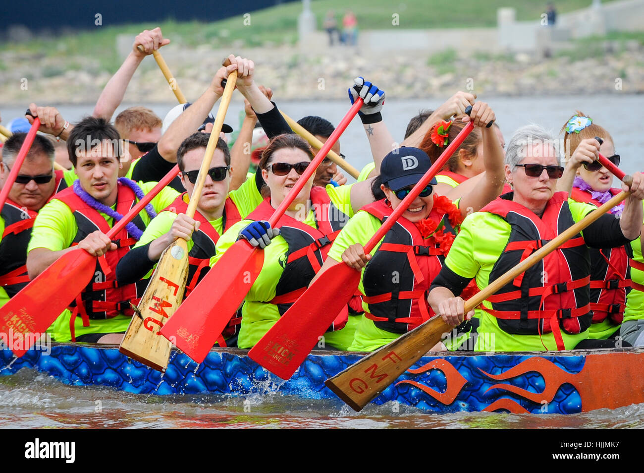 Red river in Winnipeg, MB, Canada Team building activity during