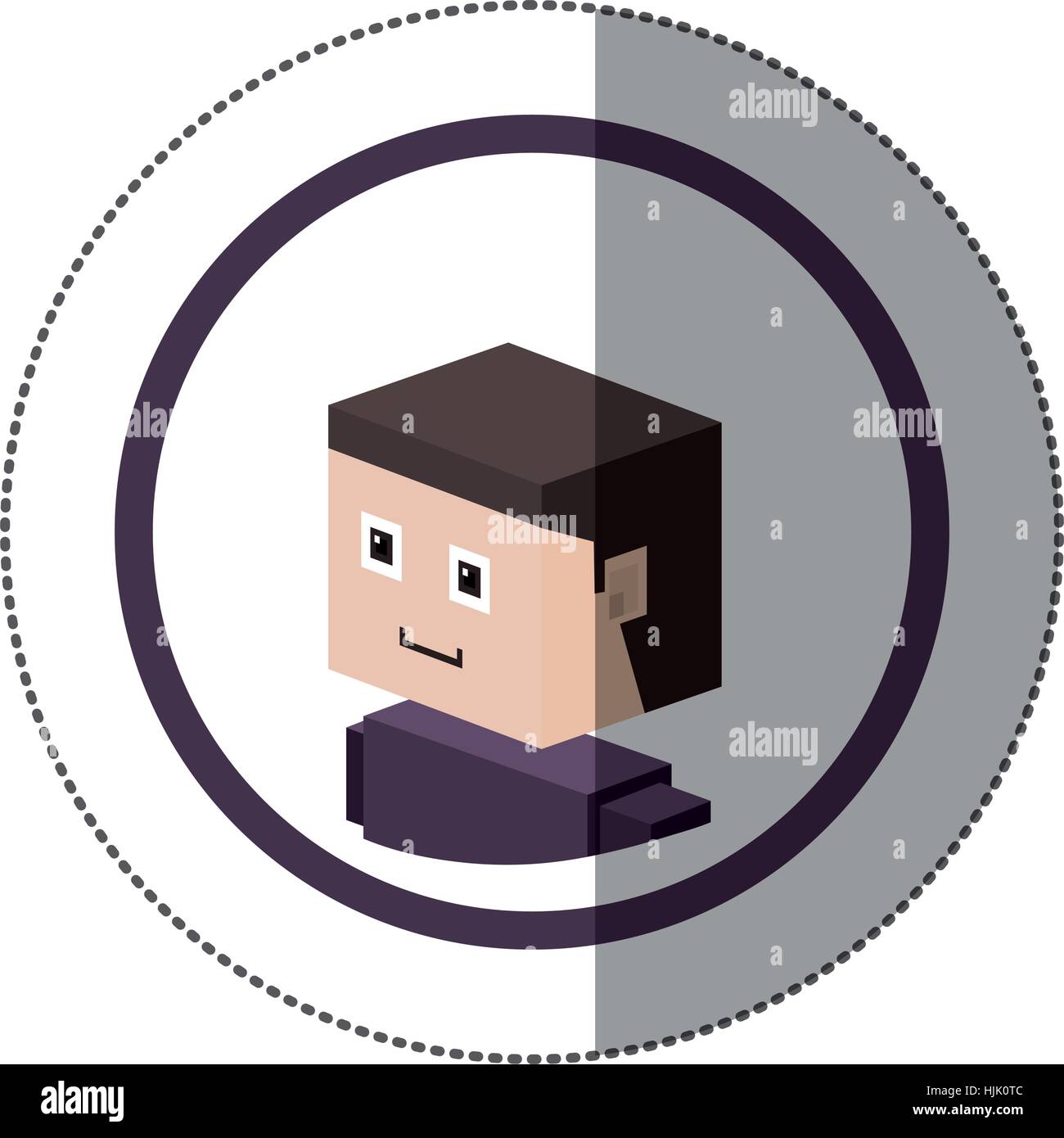 sticker lego with portrait male person vector illustration Stock Vector