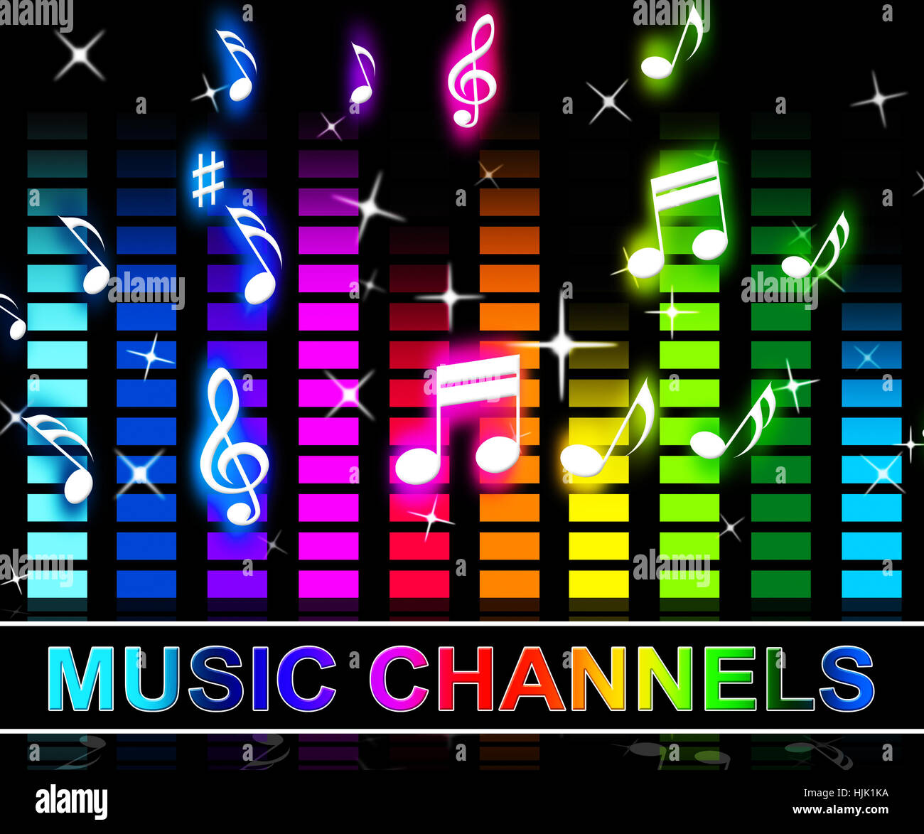 Music Channels Equalizer Notes Means Radio Songs And Broadcasting Stock