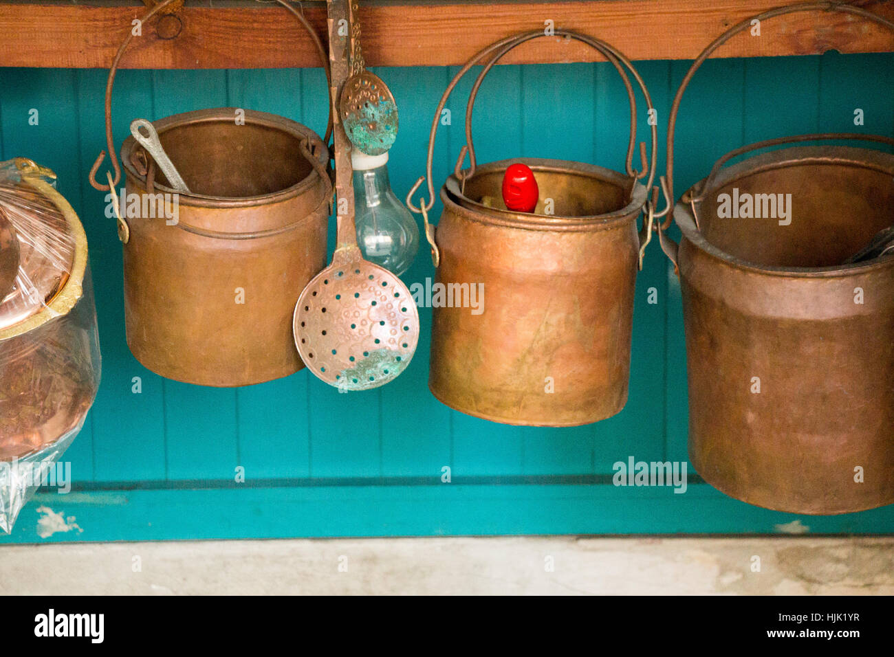Metallic set of buckets of various sizes for sale Stock Photo Alamy