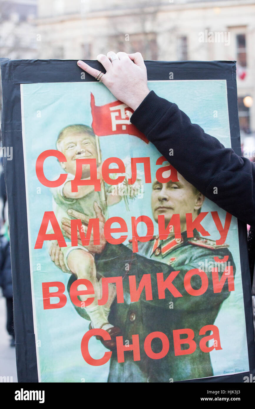 Banner representing the US president Donald Trump and Vladimir Putin. Stock Photo