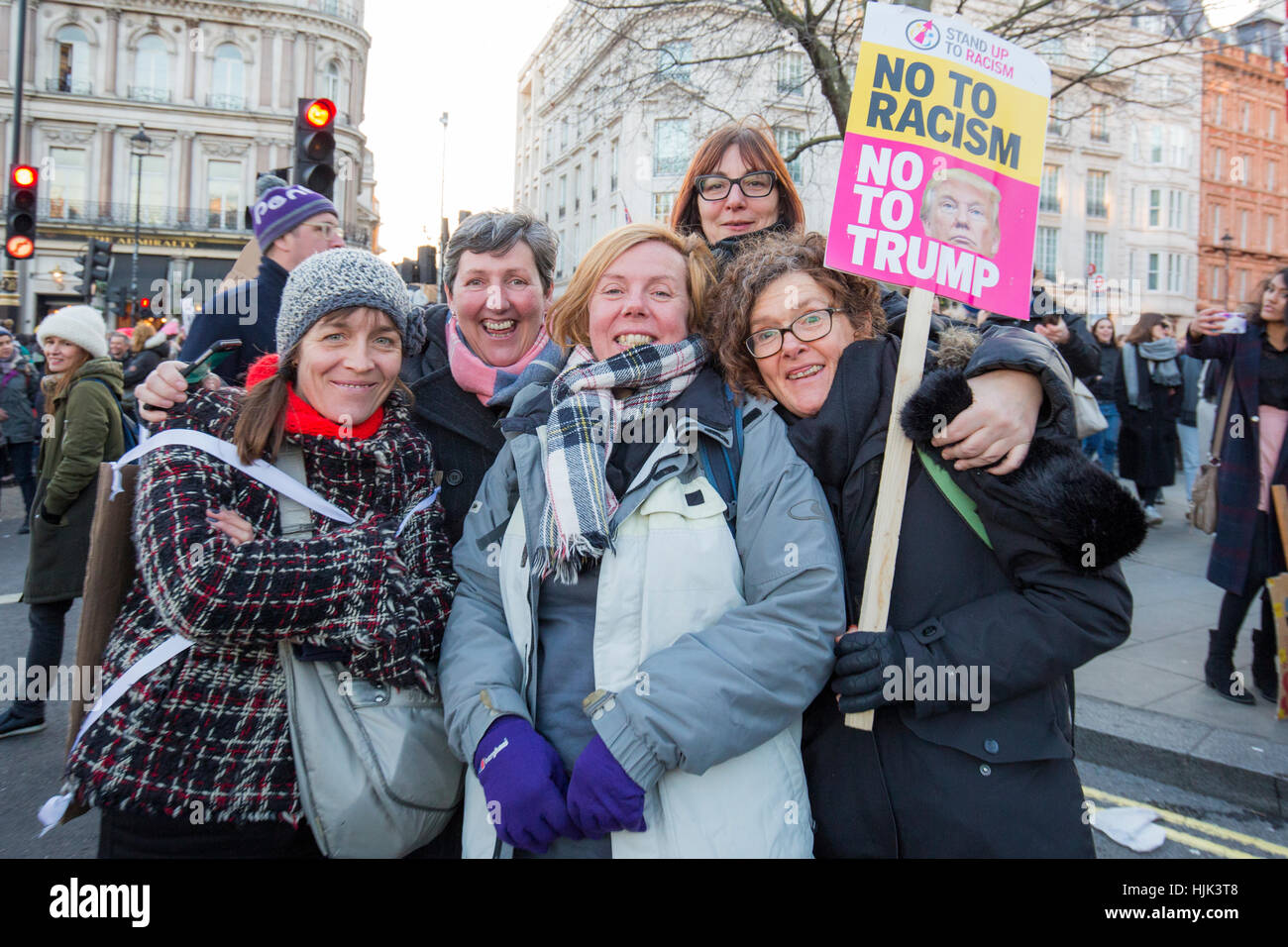 Women's march takes place in London, UK. It's part of a global protest against the  US president Donald Trump Stock Photo