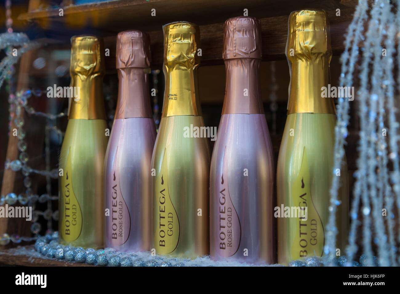 Attractive Bottles in shop window Stock Photo