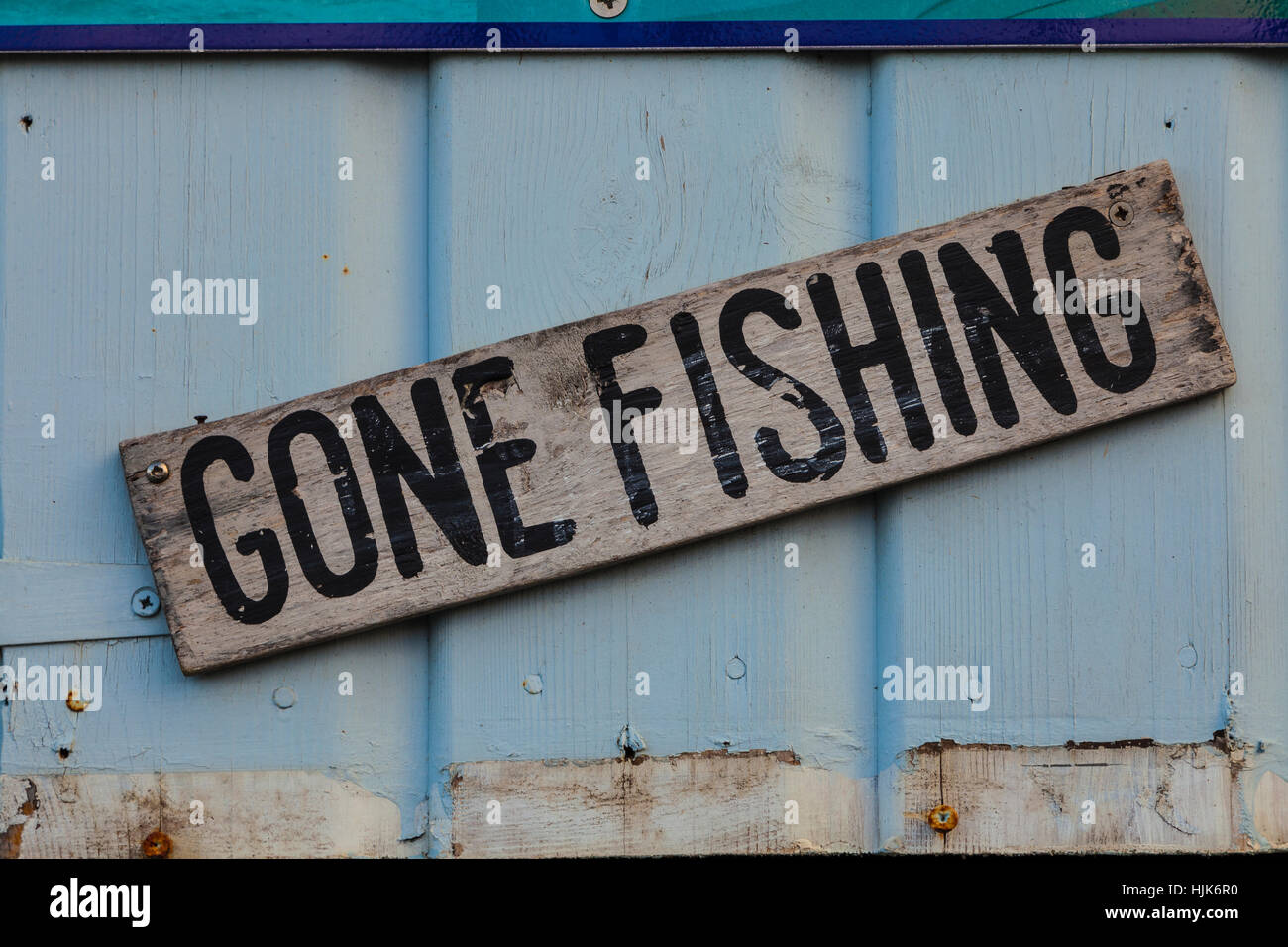 Gone fishing sign Stock Photo