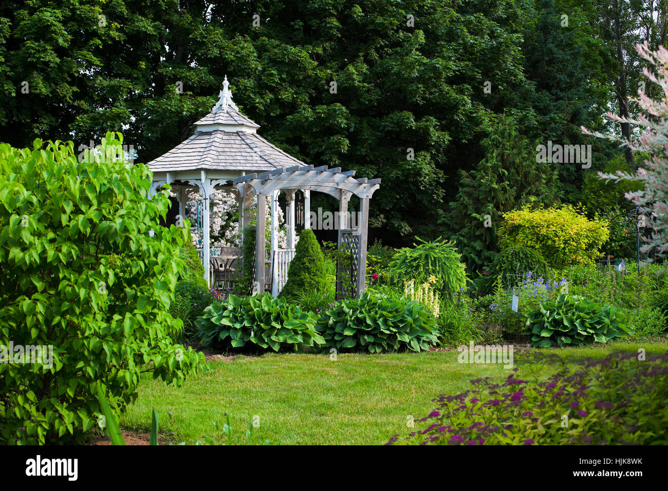 Beautiful gazebo in a park or garden Stock Photo Alamy