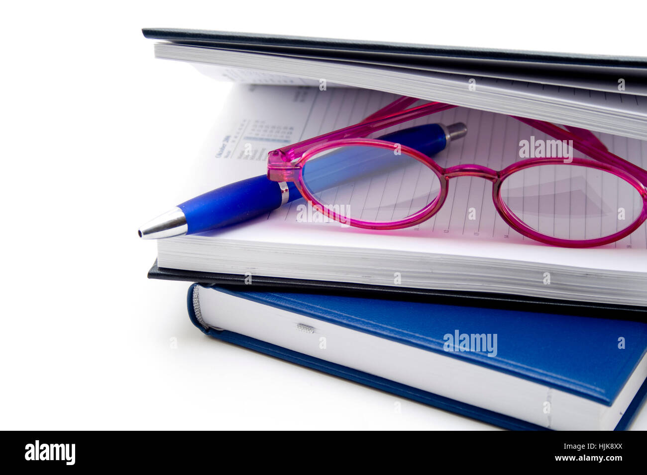 glasses with pen Stock Photo