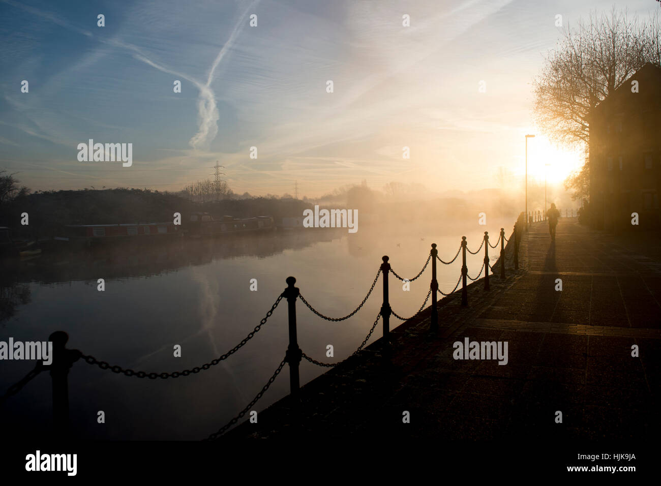 Dawn on the River Lea, London Stock Photo