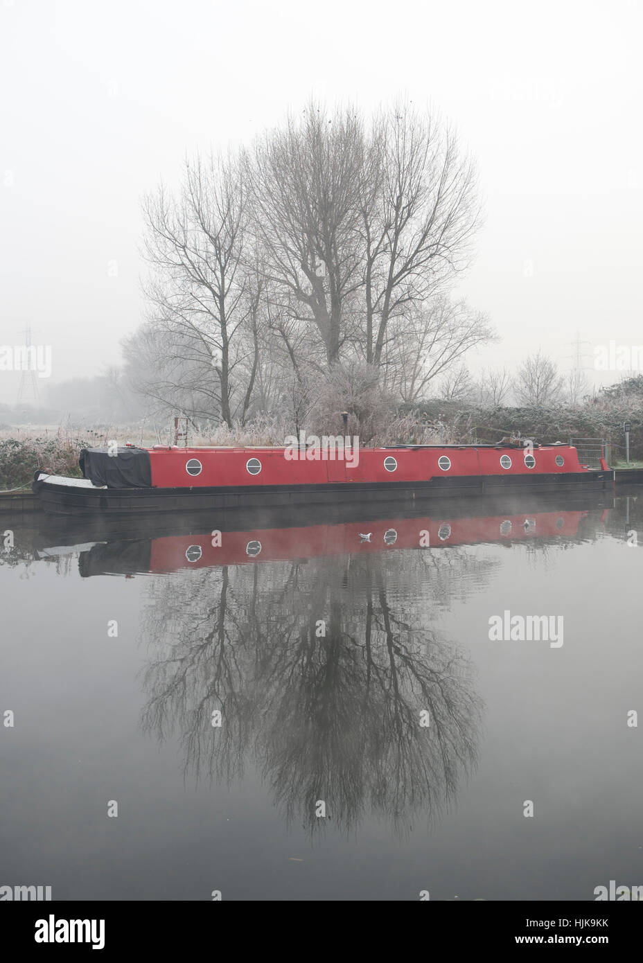 Dawn on the River Lea, in Hackney, London, on a cold winter morning Stock Photo