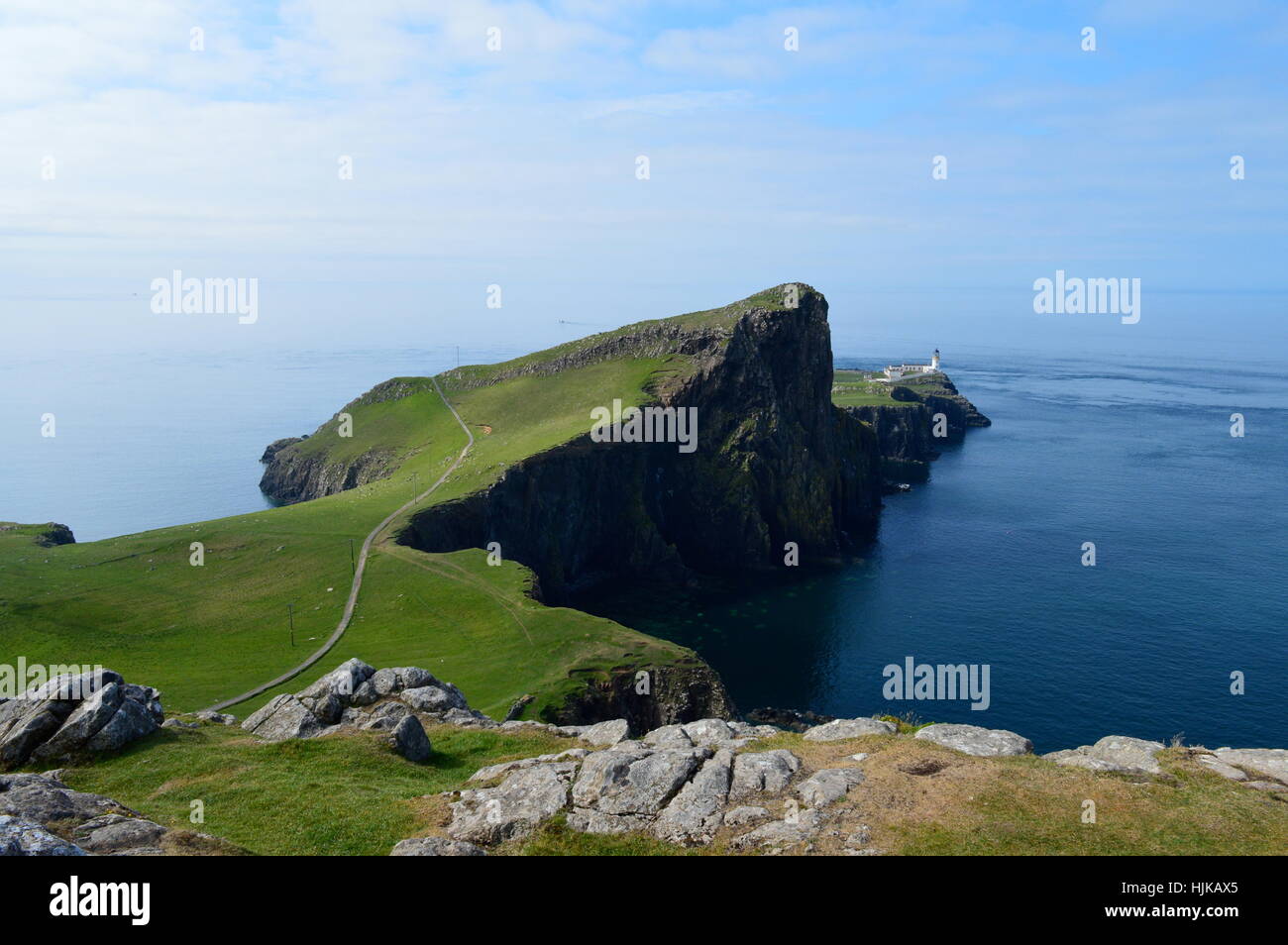 Neist Point and the Lighthouse. Stock Photo