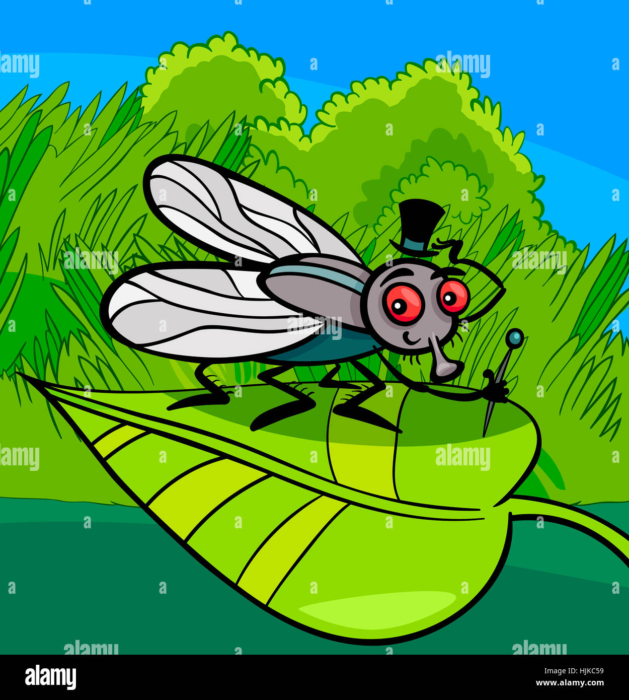 leaf, insect, illustration, character, housefly, cartoon, fly
