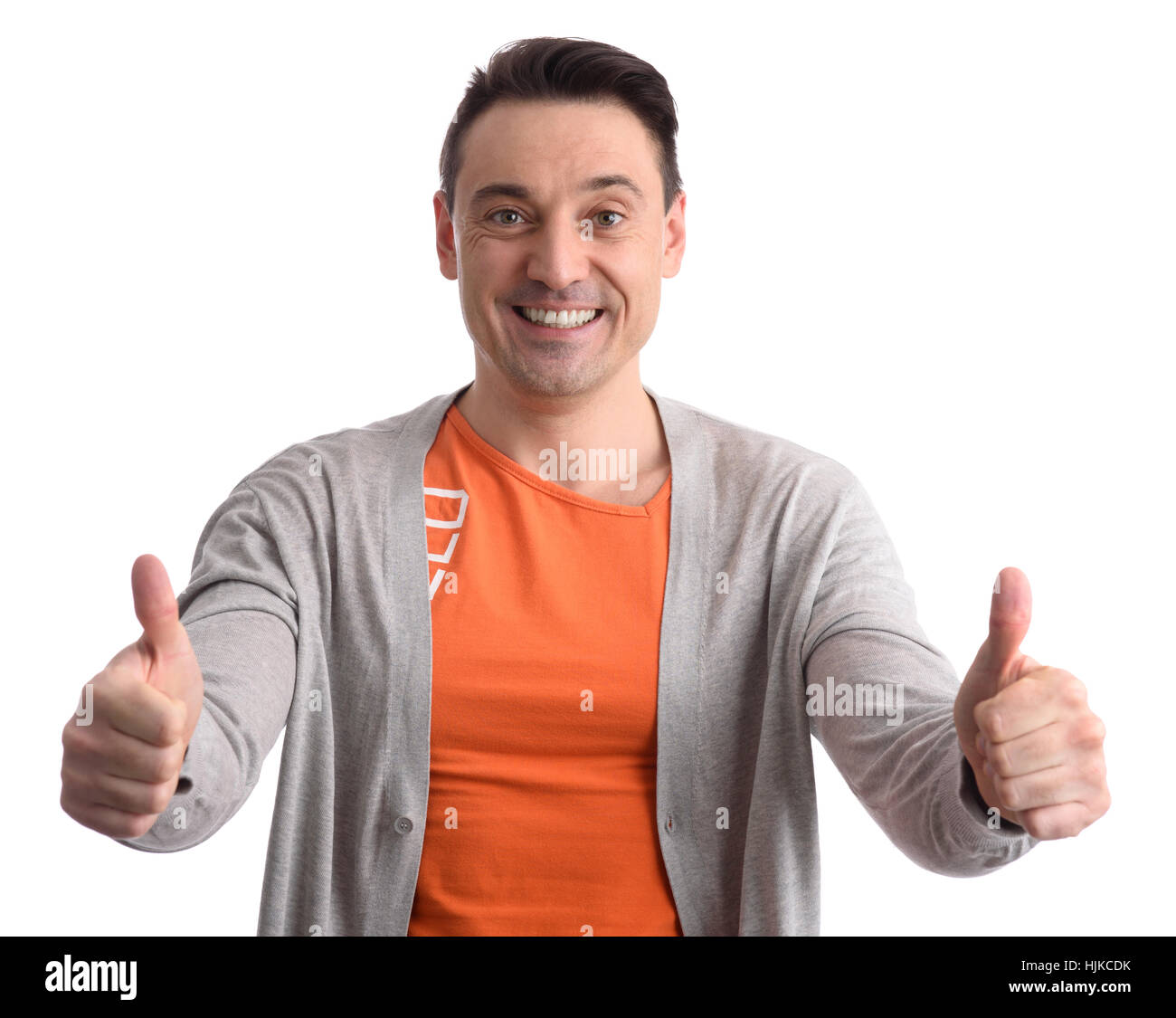 successful man shows his thumbs up. Isolated on white background Stock Photo