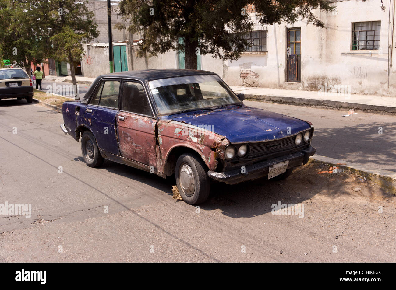 Old Datsun car in Mexico Stock Photo