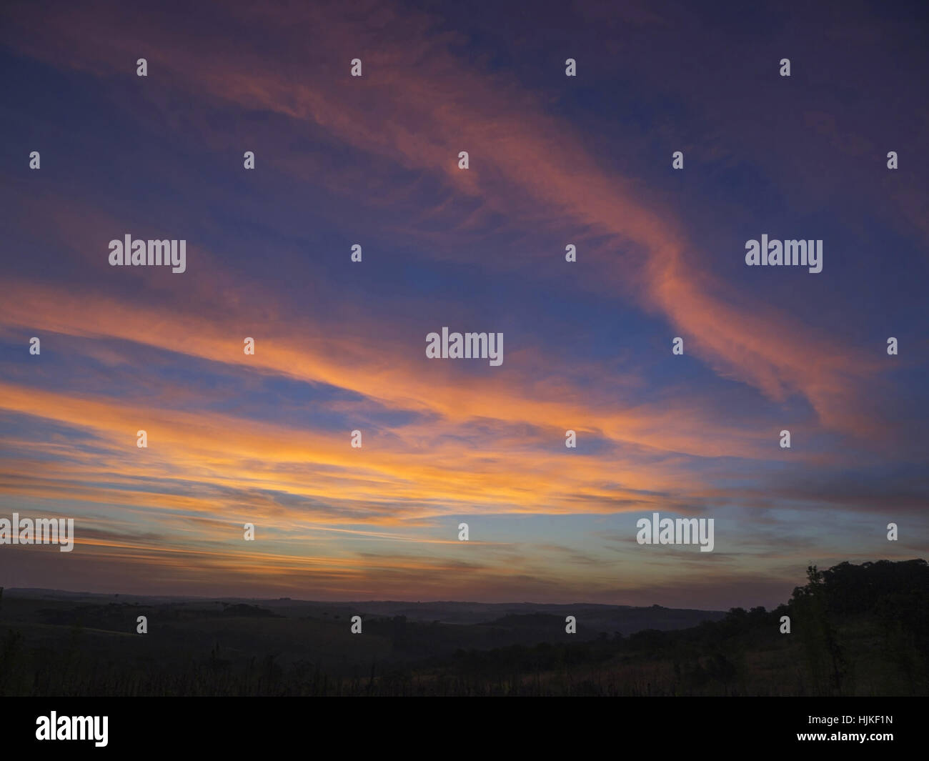 Sunsets in rural Tamarana County, State of Parana, Brazil. Stock Photo