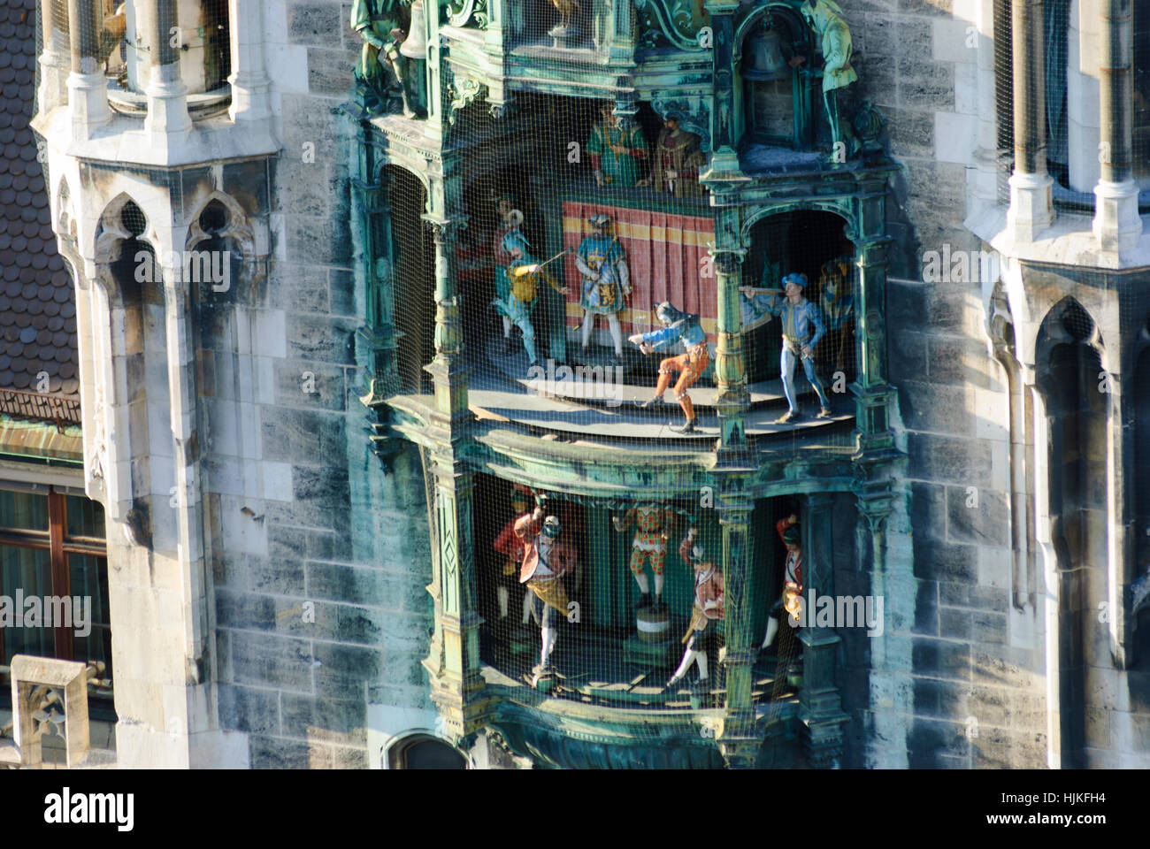 München, Munich: New town hall; Glockenspiel in the tower, Oberbayern, Upper Bavaria, Bayern, Bavaria, Germany Stock Photo