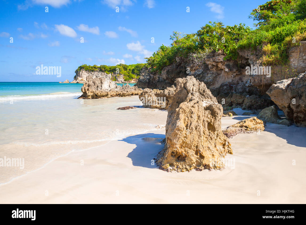 Coastal rocks on Macao Beach, landscape of Dominican Republic, Hispaniola Island Stock Photo