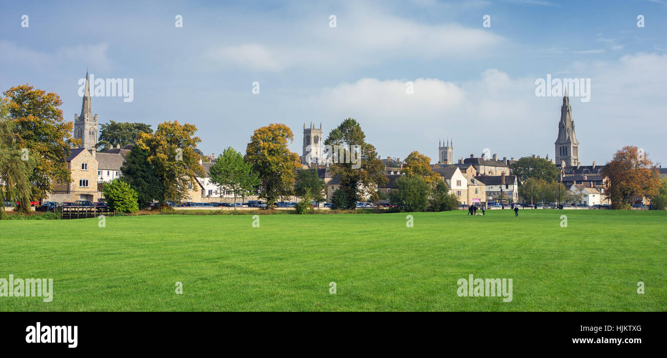 Stamford Viewed from the meadows, Stamford, Lincolnshire Stock Photo