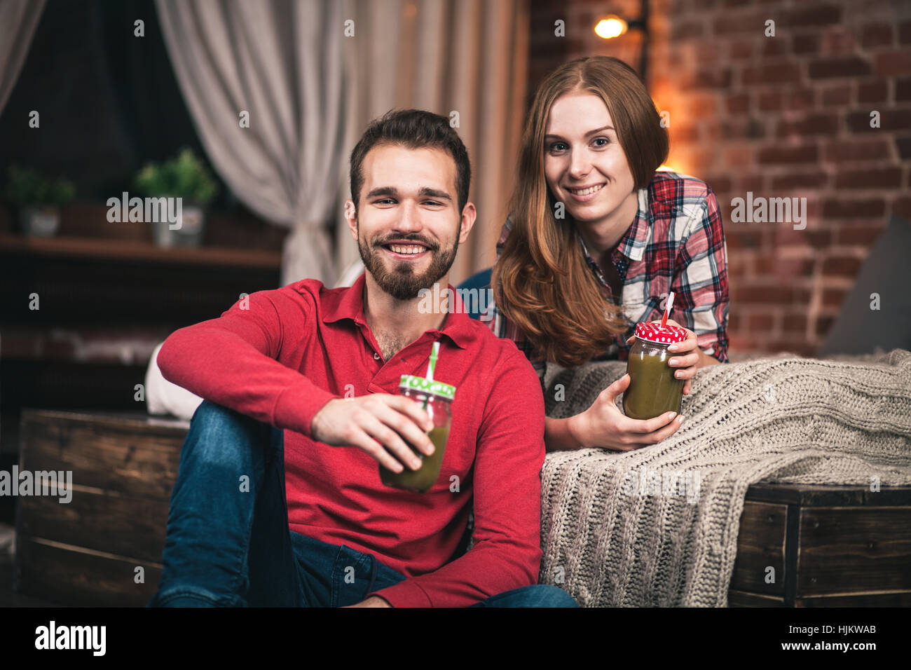 Young couple at home Stock Photo