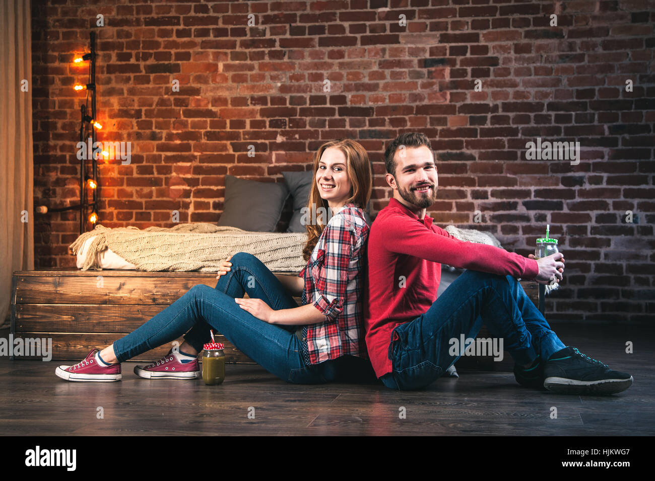 Young couple at home Stock Photo