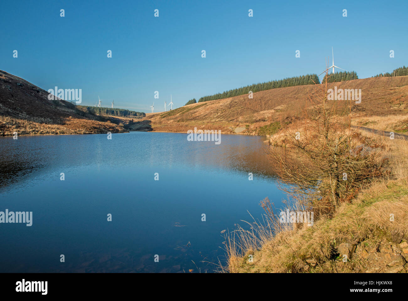 Maerdy Lower Reservoir at the top of the Rhondda Fach Valley in south Wales Stock Photo