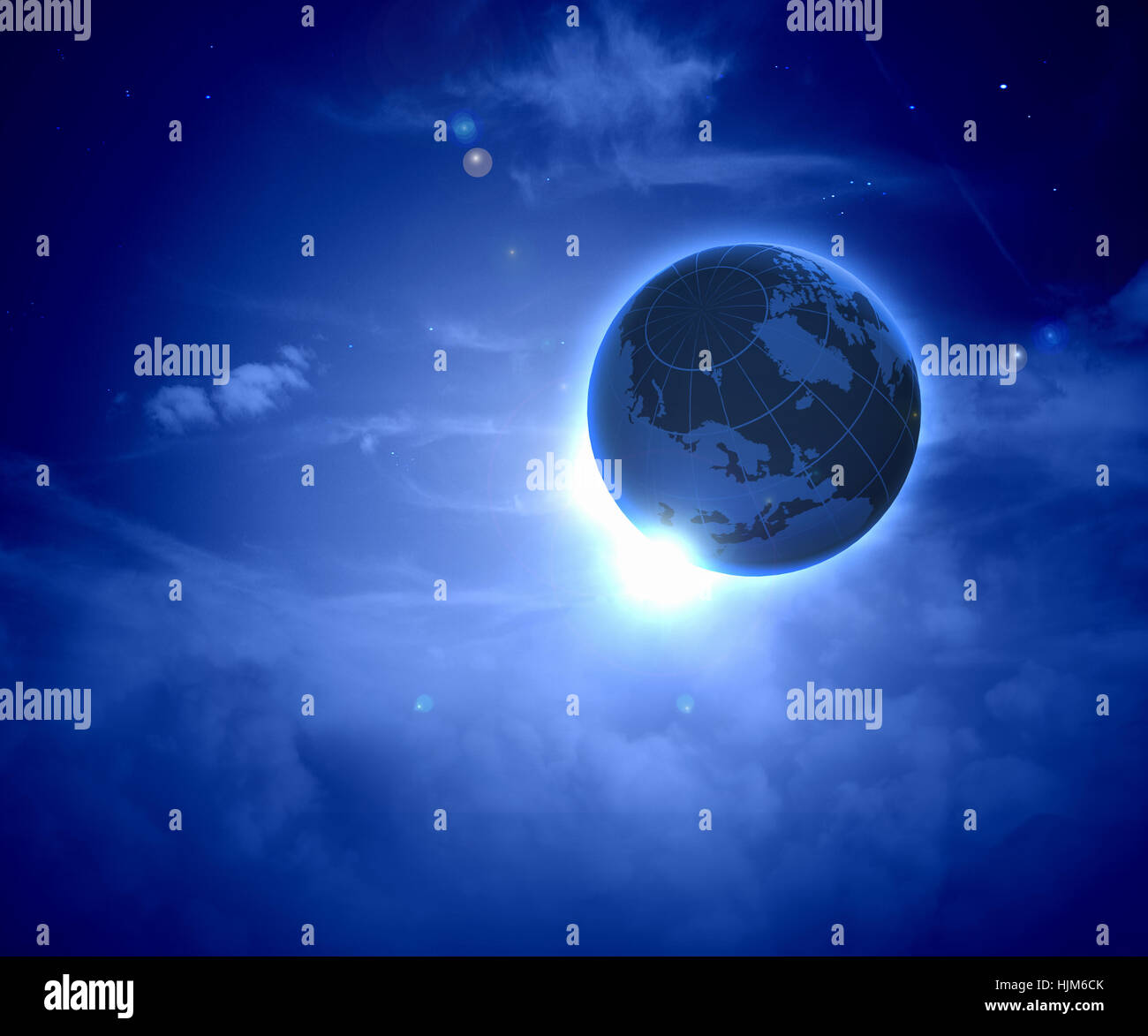 Image of earth planet in space against illustration background Stock Photo