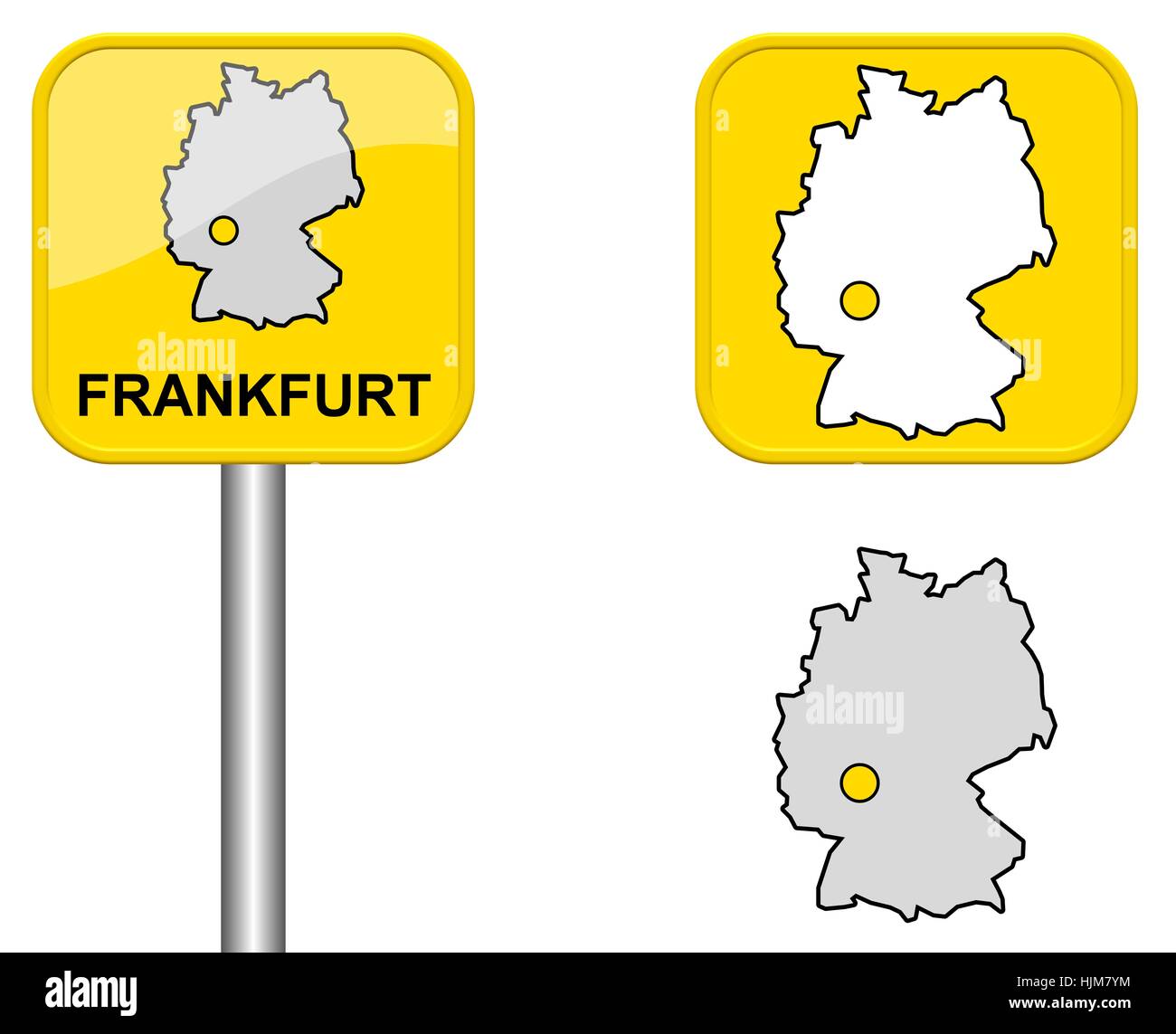 sign,germany map and button from frankfurt Stock Photo