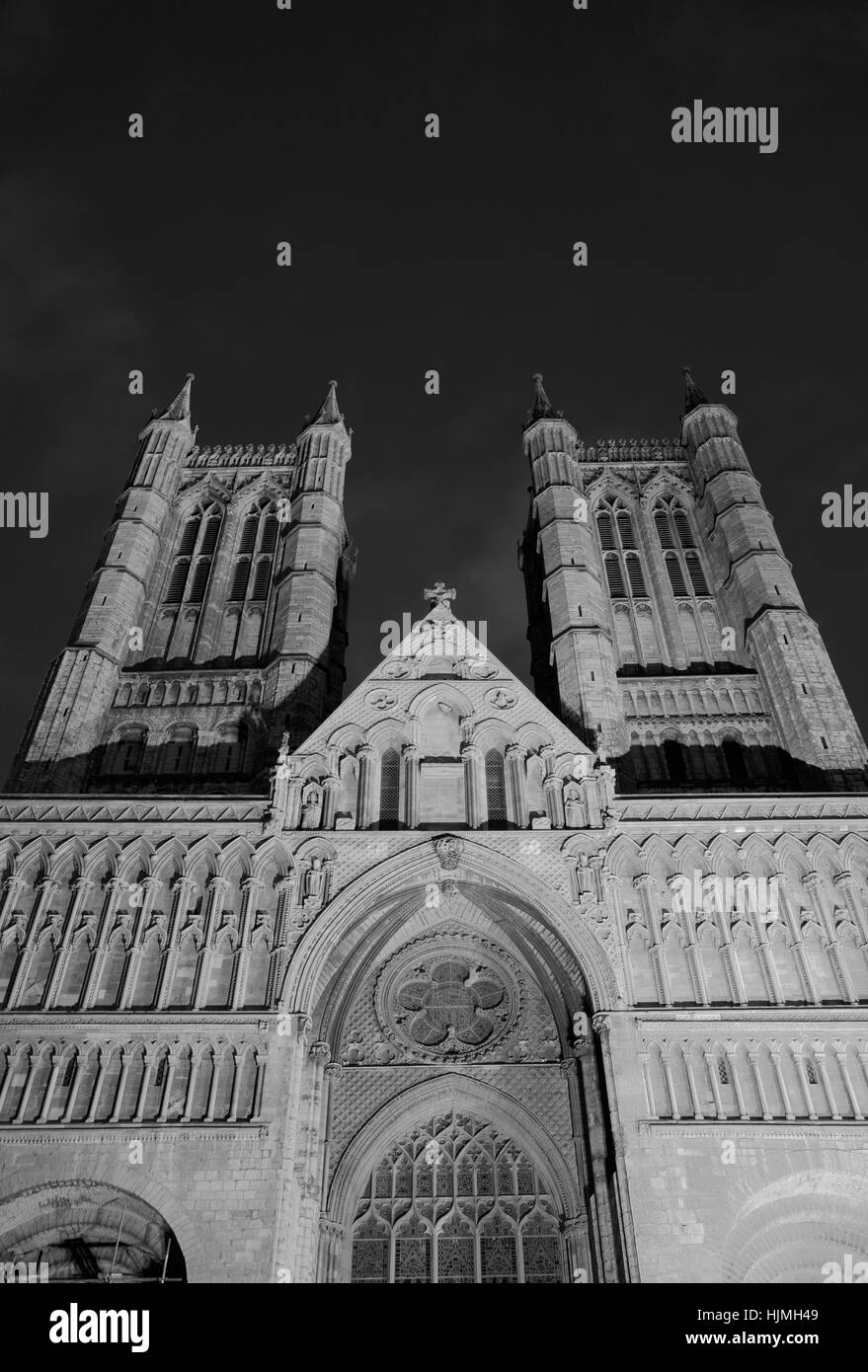 West front of Lincoln Cathedral, Lincoln City, Lincolnshire County, England, UK Stock Photo