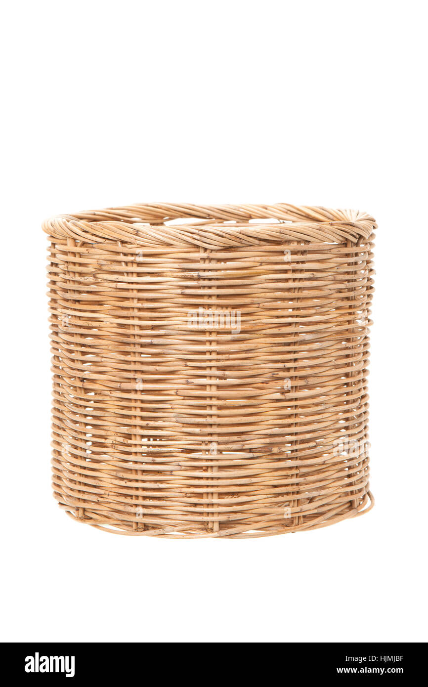 wicker pot isolated on white background Stock Photo