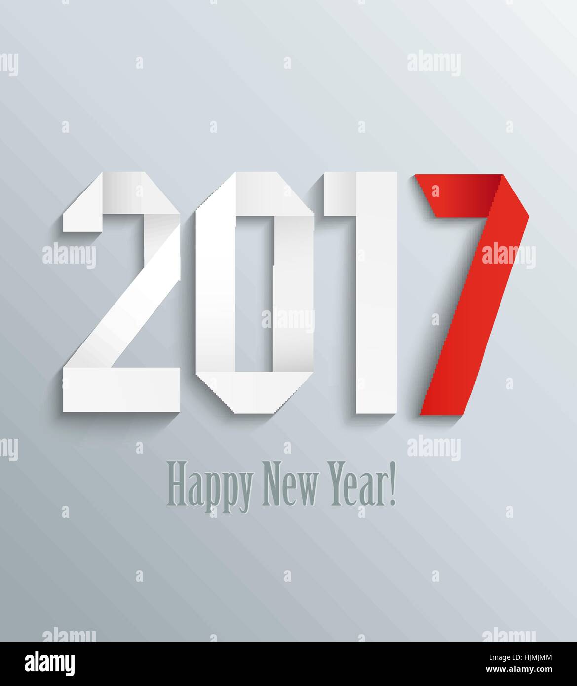 New 2017 year greeting card made in origami style, vector illustration ...