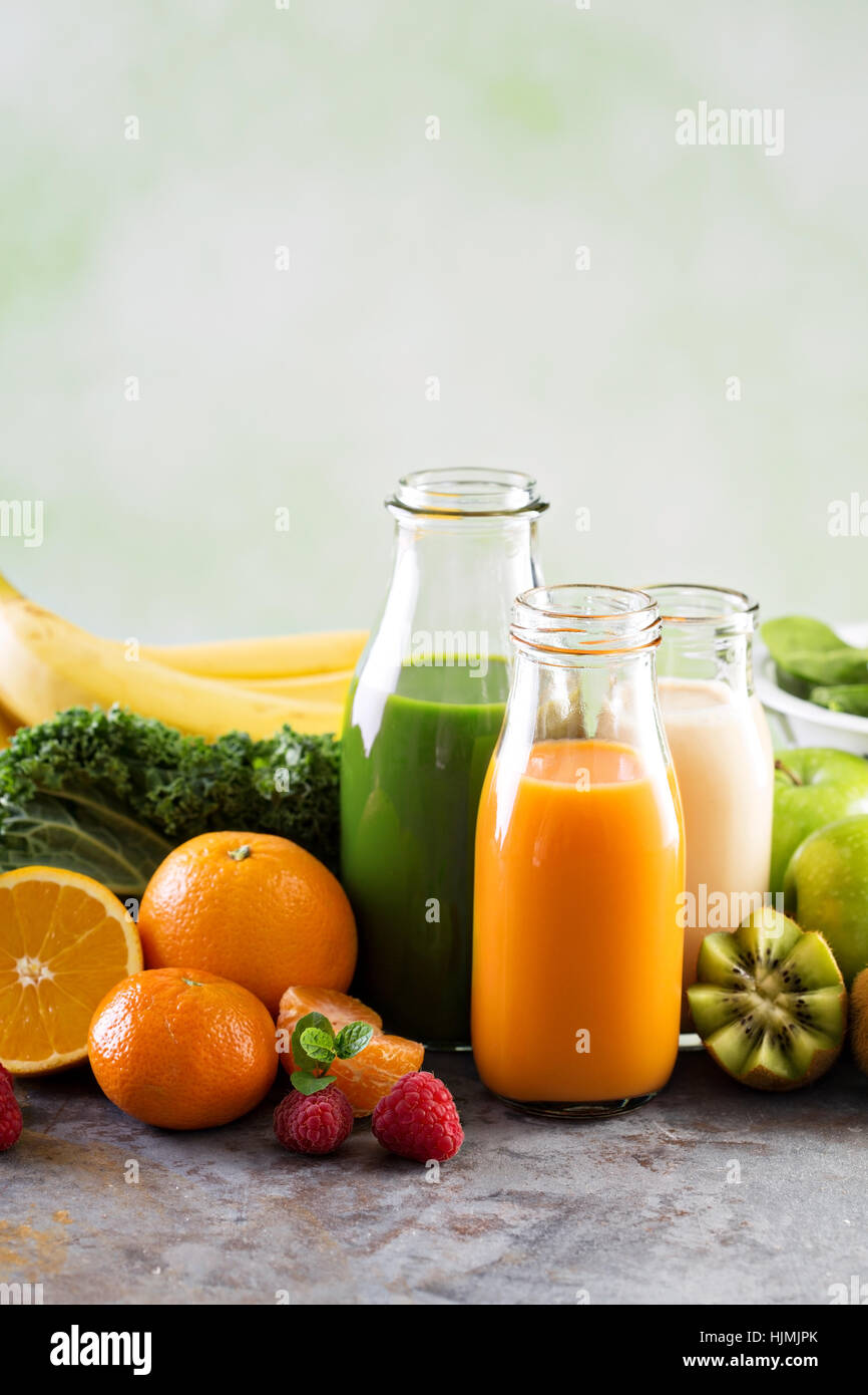 Variety of fresh vegetable and fruit juices Stock Photo Alamy